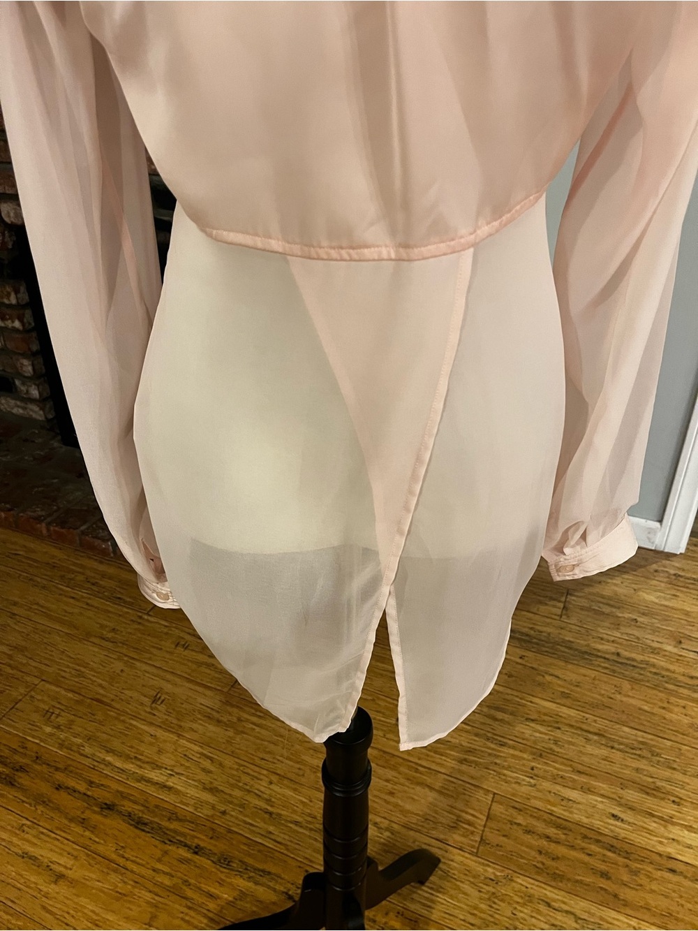 Free People ptp 19 Pink Sheer Button-Down Blouse - Picture 5 of 7